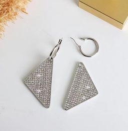 Designer dangle earrings for women classic triangle geometry luxury full diamond tennis fashion womens earring jewelry sterling si8508911