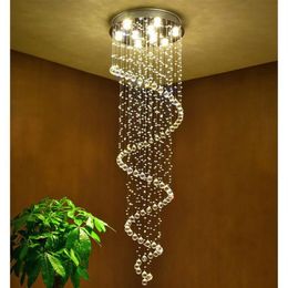 Crystal Chandeliers Pendant Lamps Fixtures Indoor Spiral Hanging Lamp Decor Ceiling Light for el Hall Stairs245f