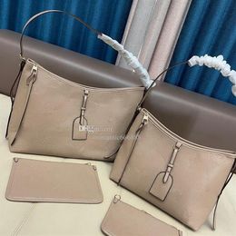 CARRYALL PM MM mummy bags Ladies vintage canvas embossed leather trim Purse 2PC Mini Pouch Shopping handbags Shoulder cross body T251Q