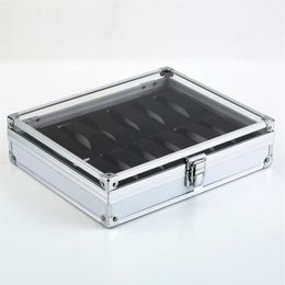 Fashion Metal Case With 12 Grid Slots Display For Wristwatch Organizer Watch Jewelry Box WJ11 Storage Boxes & Bins241D