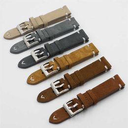 Suede Leather Watch Strap Band 18mm 20mm 22mm 24mm Brown Coffee Watchstrap Handmade Stitching Replacement Wristband221u