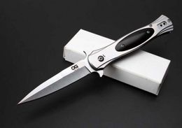 S0 g Spec-Elite I Folding Knife 8Cr14Mov Satin Plain Blade, Steel + ebony Handles Outdoor Camping Survival Self-defense EDC Tactical Knives