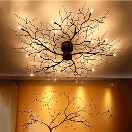 8 10 12 15 20 LED Ceiling Lights American Country Branch Lustre Iron Ceiling Lamp Living Room Home Decor Lighting Fixtures2717