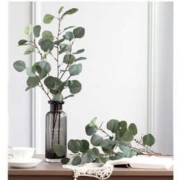 Artificial Plastic Eucalyptus Tree Branch Leaf for Wedding Decoration Flower Arrangment Garden Christmas Faux Silk Green Plant 3 C296m