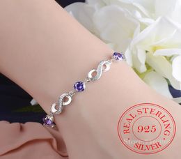 Authentic 925 Sterling Silver Endless Love Infinity Chain Link Adjustable Women Bracelet Luxury Silver Jewelry SCB0377382485