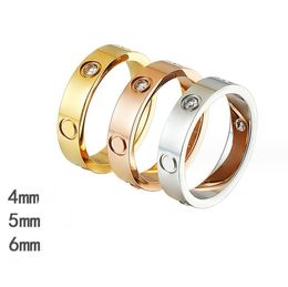 Amor parafuso anel 4mm 5mm 6mm titânio aço prata amor anel masculino e feminino rosa ouro jóias para amantes casal anéis presente