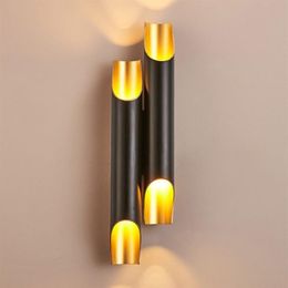 Pipe Wall Lamps Modern Bathroom Tube Wall Light Living Room Bedroom White Black Gold Art LED Sconce Lighting281v