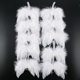 White Feather Wing Lovely Chic Angel Christmas Tree Decoration Hanging Ornament Home Party Wedding Ornaments Christmas Decorations260b