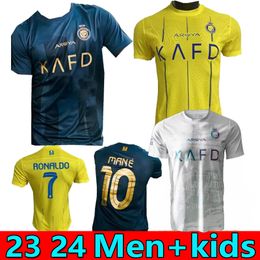 S-4XL Al Nassr FC soccer Jerseys Ronaldo mane 2023 Home yellow away 23 24 CR7 Gonzalo Talisca Ghislain Konan Vincent Aboubakar men Football shiirt Al-Nassr FC KIDS