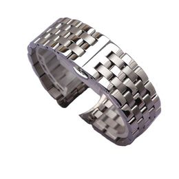 Stainless steel Watchband strap Polished mixed matte Watch band bracelet 16mm 18mm 19mm 20mm 21mm 22mm 24mm Silver butterfly buckl292o