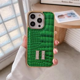 Designer Fashion Phone Cases For Iphone 15 15pro 15promax 14 14promax 14plus 13 13pro 13promax 12 12pro 11 11promax Alligator plating Leather Cellphone Case 82763