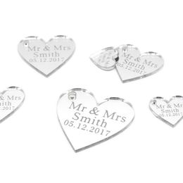 100 Personalised Custom Wedding Wine Charm Gold Silver Clear Wood Heart Label Party Favors Gift Bride Baptism Tag Decor2978