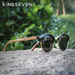 Sunglasses KINGSEVEN Handmade High Quality Black Walnut Wood Men Women Polarised Mirror Sun Glasses Male UV400 Shades 230211297c