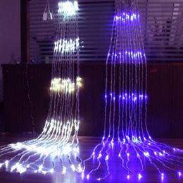 3X3M Waterfall Icicle String Lights 320 Leds Meteor Shower Rain Fairy String Christams Wedding Holiday Curtain Garland AC 110V-240292T