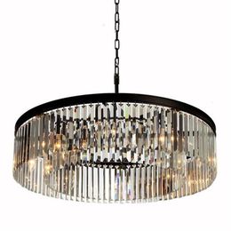 Circular Crystal Chandeliers Pendant Lamp Vintage Iron Pendant Light Industrial Loft Retro Round Droplight Bar Cafe Bedroom Americ234u