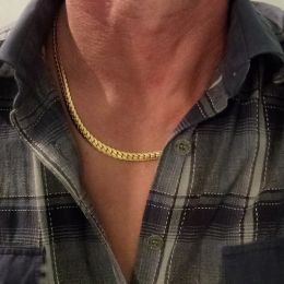 Designer Kvinnor Män halsband Antik Flat Snake Chain Halsband 4/7mm 14K Guldchoker Långa kedjor smycken Kubansk länkkedja