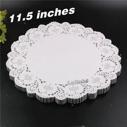 Whole- 160pcs pack New 11 5 inches round flower shape white hollow design paper lace doilies placemat for kitchen set de tab298D