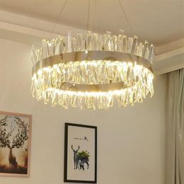 Modern Crystal Chrome Round Chandelier Pendant Lamps Lighting Gold Rectangle Chandeliers For Living Room Bedroom Kitchen Island Lu269y