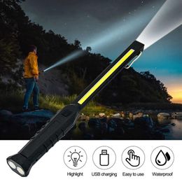 Torches Rechargeable COB LED Work Light Cordless Emergency Magnetic Inspection Long Light Flashlight Workshop Camping Outdoor Ligh2560