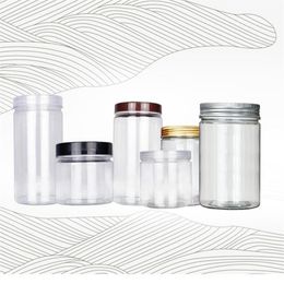 250ml 350ml Transparent Small Plastic PET Jars With Aluminium Lid Clear Empty Cosmetic Sample Jar With Lid In stock256U