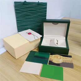 Green Watch Boxes Case Booklet Card Tags And Papers Wooden Watches gift box for SOLEX watch213i