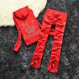 Women's Two Piece Pants Velvet Juicy Tracksuit Women Coutoure Set Track Suit Couture Juciy Coture Sweatsuits letters hooded hoodie loose fitting designer outfit c23