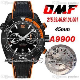 OMF Cal A9900 Automatic Chronograph Mens Watch PVD Steel Black Orange Sandblasted Bezel And Dial Nylon Rubber Strap 215 92 46 51 0222F