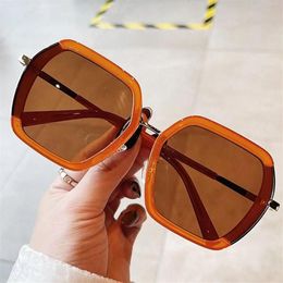 Sunglasses Vintage Irregular Square For Women Fashion Brand Orange Tea Gradient Sun Glasses Female Elegant Uv400 Eyewear193M