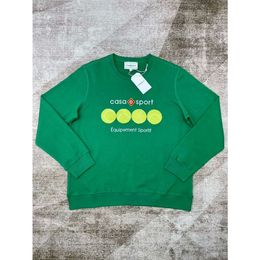 Casablanca Embroidered Designer Pullover Sweatshirts Long Sleeve Loose Velvet Letter Green Jumper Round Neck Sweaters Casablanc Tops Hoodies