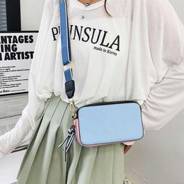 Womens Bag With Lanyards Summer Fashion Texture Wide Strap One Shoulder Versatile Messenger Bags256C