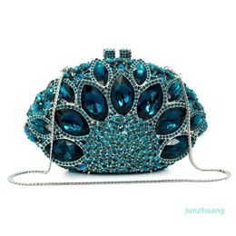 Designer- Crystal Party Purse Women Wedding Clutches Rhinestone Handbag Hollow Out Peacock Clutch bag Evening Bag281W