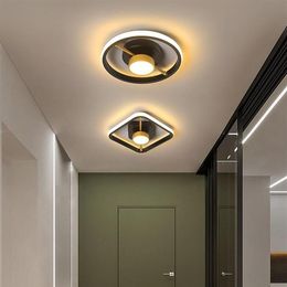 Ceiling Lights Modern Led For Hall Entrance Balcony Round Black Gold Shape Iron Lighting Drop Plafonnier Luminaria2519