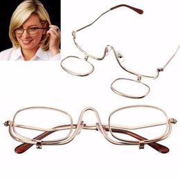 1pcs Magnifying Folding Flip Down Makeup Glasses Eye Spectacles Lens Cosmetic Readers Whole Sunglasses266u
