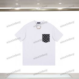 xinxinbuy Men designer Tee t shirt iron chain iron chain short sleeve cotton women Black white blue Grey red S-2XL