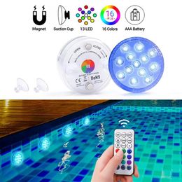 1pcs Waterproof Colourful underwater lights remote control diving lights Swimming Pool Light RGB LED Bulb Garden Party Decoration280R