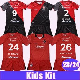 23 24 Atlas Kids Kit Soccer Jerseys ALDO ROCHA C. TREJO MARQUEZ B. LOZANO E. ZALDIVAR SANTAMARIA J. ABELLA Home Away Football Shirt Uniforms