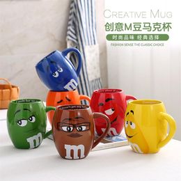 Export American Genuine M Beans Chocolate Beans Couple Creative Ceramic Mug Expressions Cartoon Coffee Cup Large Capacity Gift LJ2181K