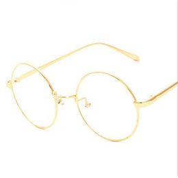 Whole-NEW korean retro full rim gold eyeglass frame nerd thin METAL PREPPY STYLE vintage spectacles round computer UNISEX blac244k