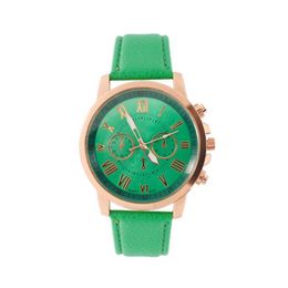 Модные зеленые женские часы с римским номером на циферблате, ретро Женевские студенческие часы, привлекательные женские кварцевые наручные часы с кожаным ремешком183h