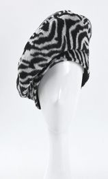 Berets Zebra Felt Beret Hat For Women French Designer Adjustable Hair Baret Cap Ladies Fall Winter Animal Print Painter Octagonal 3531839