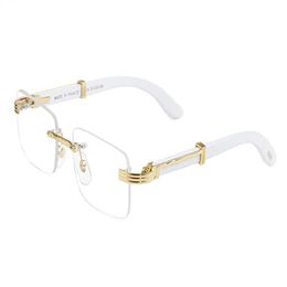 Fashion Designer Sunglasses Frames Trend Rimless gold metal Frame Wood Bamboo buffalo horn glasses Women Mens Sports Red Eyeglasse331Y