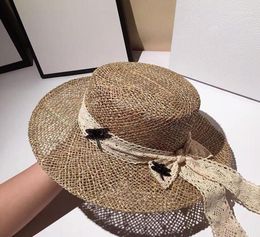 Hepburn Style Highend Custom Salty Straw Hat For Women Summer Retro Flat Top Sunshade Beach Chapeu Feminino Wide Brim Hats2674735