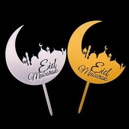 20pc Eid Mubarak Cake Toppers Flags Glitter Kids Happy Birthday Wedding Bride Party Cupcake Topper Muslim Eid Baking DIY2900