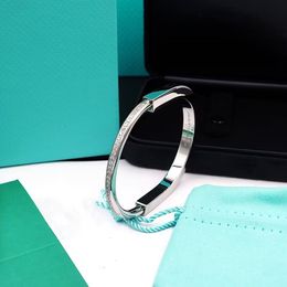 Lock Bracelet Titanium steel U-shaped diamonds Bangle for women and men Jewellery with veet bag