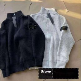 Designer Cardigan Stones Sweater Knit High Quality Stones Island Sweater Jacket Men's Fashion Letter White Black Long-sleeved Clothing 601 253