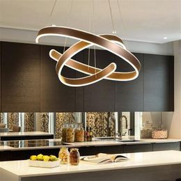 AC90-264V Modern Pendant Lights Chandelier For Living Room Dining Room Geometry C Rings Acrylic Aluminium Body LED Lighting Ceiling306B