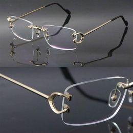 Latest Fashion C Decoration Rimless Metal Frames Myopic Eyewear Men Woman CT03440 Large Square Eyeglasses Male and Female 18K Gold221S