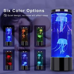Table Lamps LED Jellyfish Lamp Bedside Night Light Colour Changing Tank Aquarium Relaxing Mood Lights Lava Kids Gifts215v