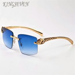 designer sunglasses for mens rimless buffalo horn glasses gold silver mental leopard frames sunglasses women eyeglasses2642