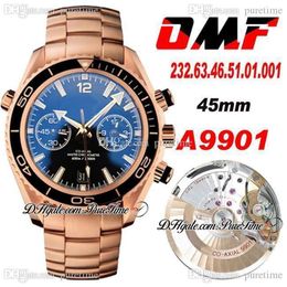 OMF Cal A9901 Automatic Chronograph Mens Watch Rose Gold Black Polished Bezel Stainless Steel Bracelet 232 63 46 51 01 001 Super E232P